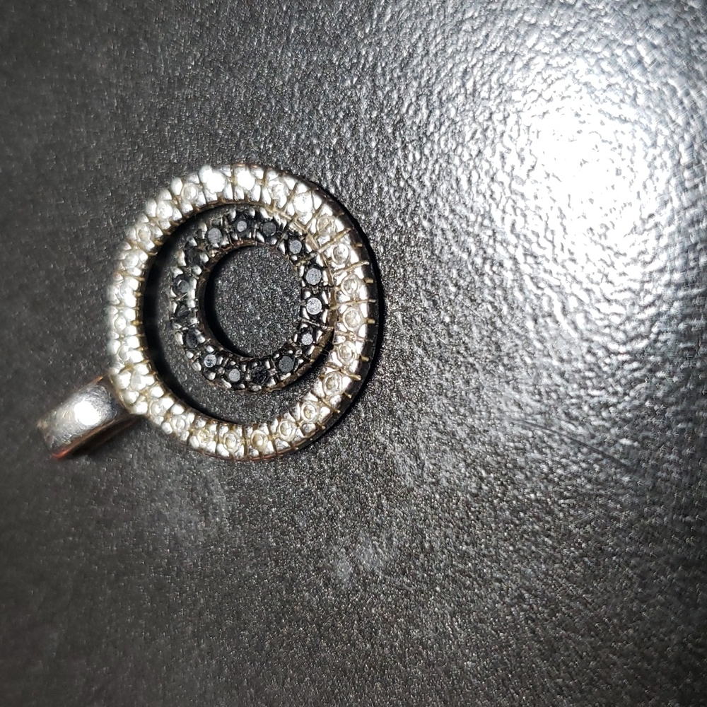 Nested Circles Black and White CZ and .925 silver charm